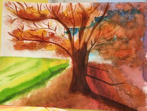 Extrait au pastel, un arbre fleurit au pastel